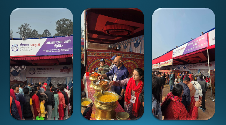 महाशिवरात्रि २०८१ को अवसरमा नेपाल लाइफले पशुपतीमा ५ हजार भक्तजनलाई निःशुल्क भोजन तथा पानी वितरण